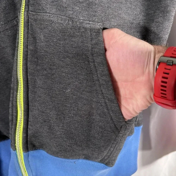 Nike Hoodie Women's Large Grey Purple Full Zip Drawstring Pockets Cotton Sweater - Picture 8 of 12